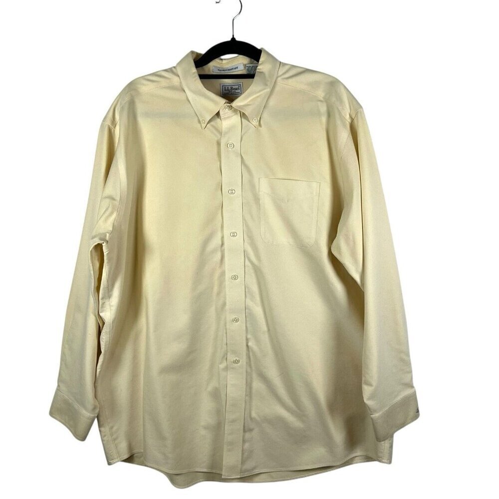 LL Bean Collared Shirt Women's Button Down‎ Wrinkle Resistant Yellow Size XL